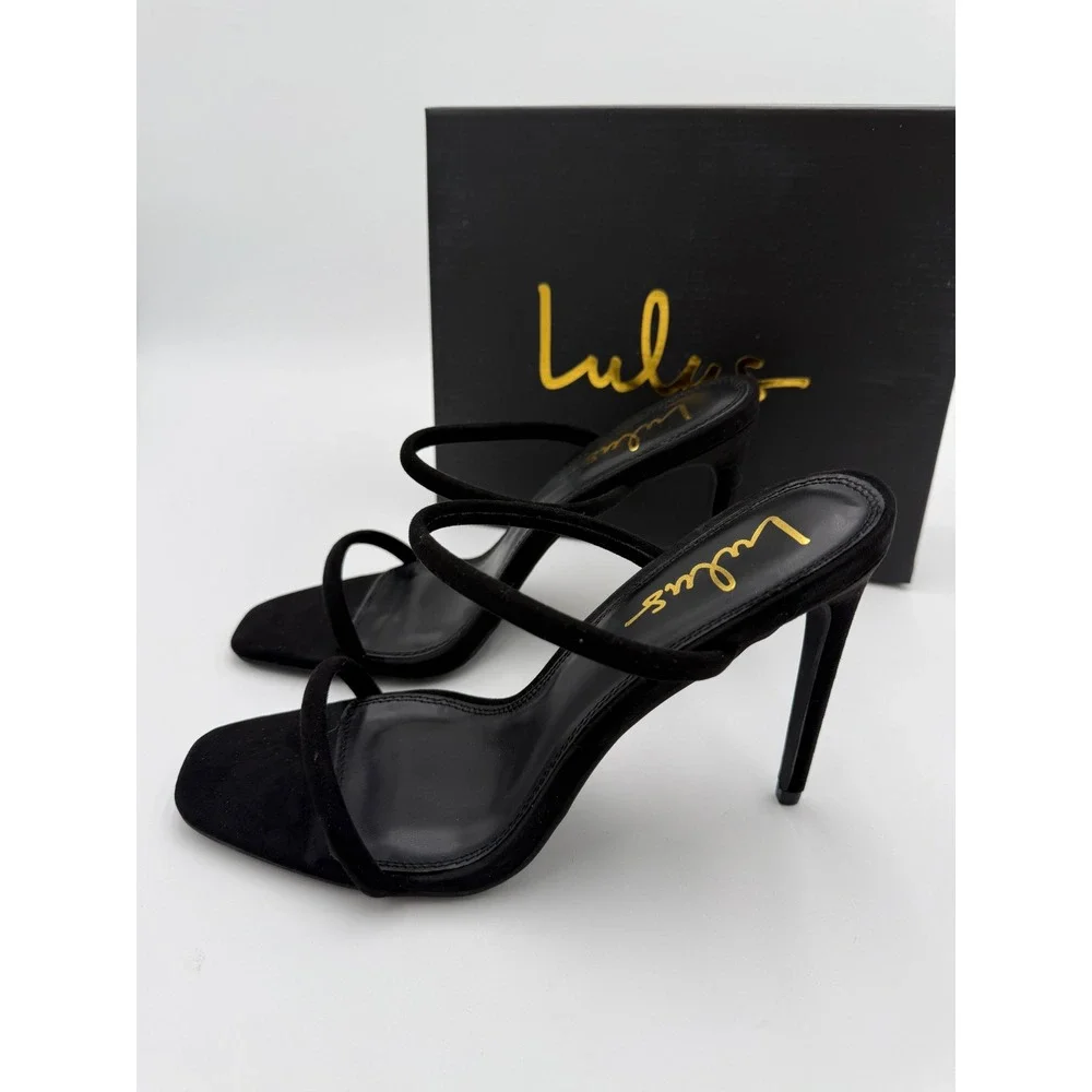NEW Lulus Theyaa Suede‎ Strappy Stiletto Heeled Sandals High Heel Shoes 9 NWT
